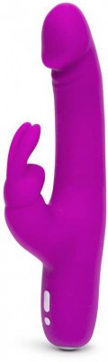 Фиолетовый перезаряжаемый вибратор Rabbit Slimline Curve Rechargeable - 24 см.