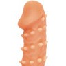 Телесная закрытая насадка с пупырышками Cock Sleeve 005 Size M - 15,6 см.