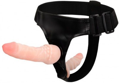 Поясной фаллос на трусиках с вагинальной пробкой Female Harness Ultra - 16,5 см.