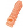 Телесная закрытая насадка с пупырышками Cock Sleeve 005 Size L - 17,6 см.