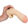Закрытая удлиняющая насадка на пенис с подхватом мошонки Thicker   Bigger Extension - 17 см.