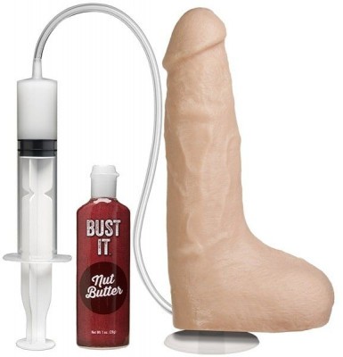 Телесный фаллоимитатор с имитацией семяизвержения Bust It Squirting Realistic Cock - 23,36 см.