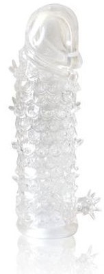 Закрытая прозрачная рельефная насадка Crystal sleeve - 13 см.