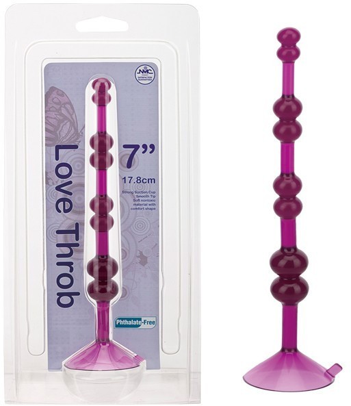 Фиолетовая анальная цепочка на присоске LOVE THROB PURPLE - 17,8 см. 
