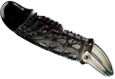 Черная насадка с вибрацией Cecelia - 18,5 см.