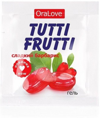 Гель-смазка Tutti-frutti со вкусом барбариса - 4 гр.