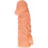 Телесная закрытая насадка с венками Cock Sleeve 006 Size L - 17,6 см.