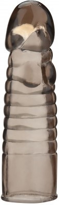 Дымчатая насадка-удлинитель Ribbed Realistic Penis Enhancing Sleeve Extension - 15,2 см.