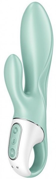 Зеленый вибратор-кролик Satisfyer Air Pump Bunny 5+ с функцией расширения - 20,4 см.