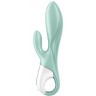 Зеленый вибратор-кролик Satisfyer Air Pump Bunny 5+ с функцией расширения - 20,4 см.