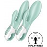 Зеленый вибратор-кролик Satisfyer Air Pump Bunny 5+ с функцией расширения - 20,4 см.