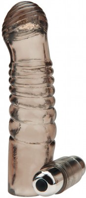 Дымчатая насадка на пенис с вибрацией  Vibrating Penis Enhancing Sleeve Extension - 13,3 см.