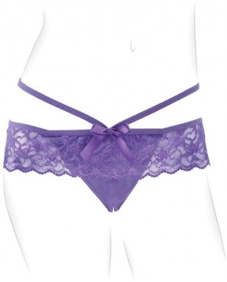 Фиолетовые трусики с вибропулей и пультом Crotchless Panty Thrill-Her