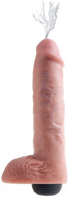 Телесный фаллоимитатор с функцией семяизвержения 11  Squirting Cock with balls - 27,9 см.