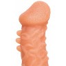 Телесная закрытая насадка с шершавой головкой Cock Sleeve 007 Size M - 15,6 см.