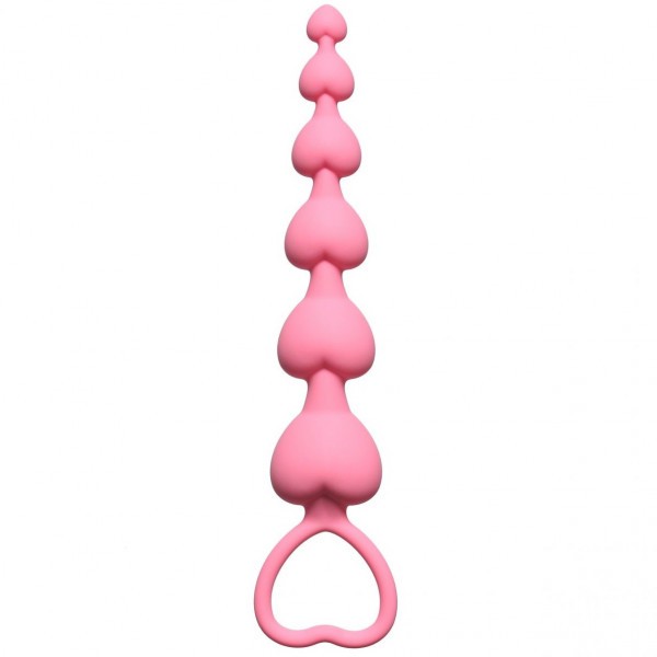 Розовая анальная цепочка Heart s Beads Pink - 18 см.