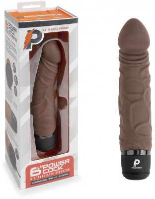 Коричневый вибратор-реалистик 6.5  Girthy Realistic Vibrator - 19 см.