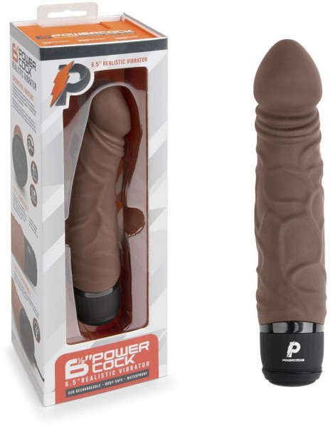 Коричневый вибратор-реалистик 6.5  Girthy Realistic Vibrator - 19 см.