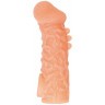 Телесная закрытая насадка с шершавой головкой Cock Sleeve 007 Size L - 17,6 см.