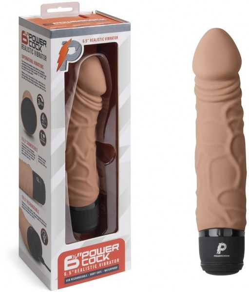 Кофейный вибратор-реалистик 6.5  Girthy Realistic Vibrator - 19 см.